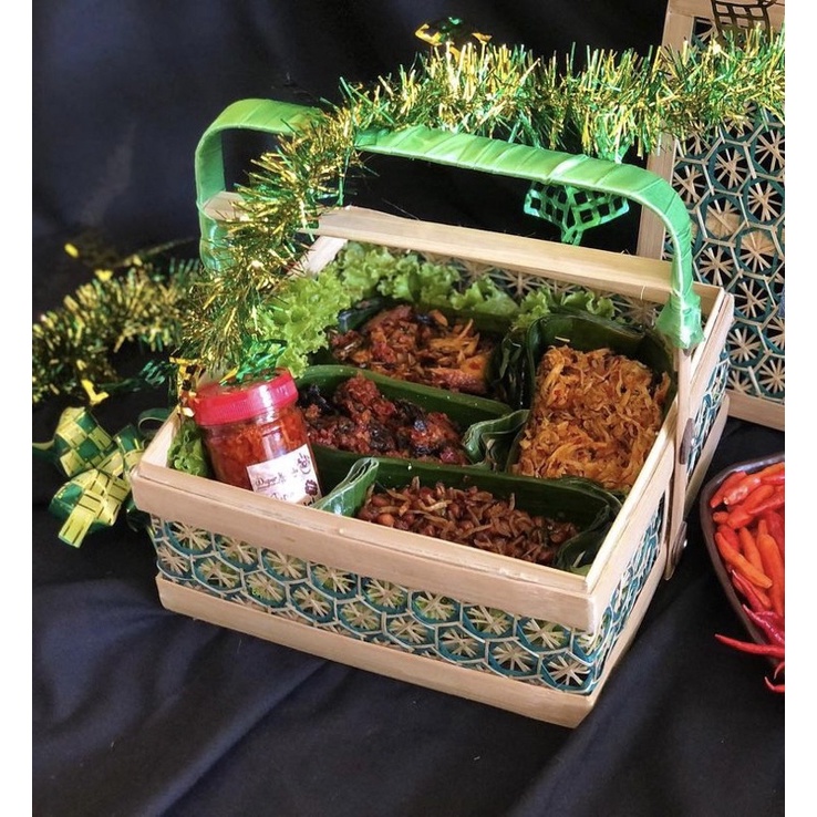 Tempat hampers natal / Hampers Bambu Kotak / box hampers natal