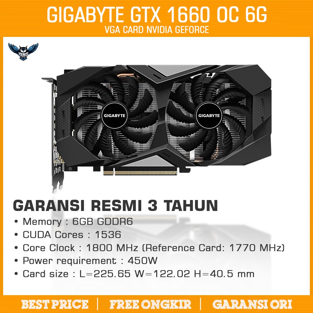 GIGABYTE GTX 1660 Ti OC 6G - 6GB DDR6 VGA NVIDIA GEFORCE 1660Ti 6GD