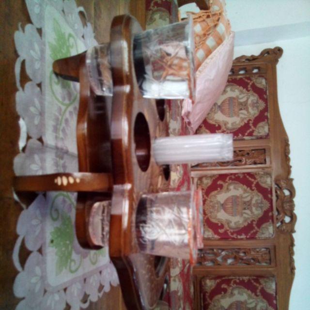 Tempat Aqua Merak Isi 6 Natural Kayu Jati