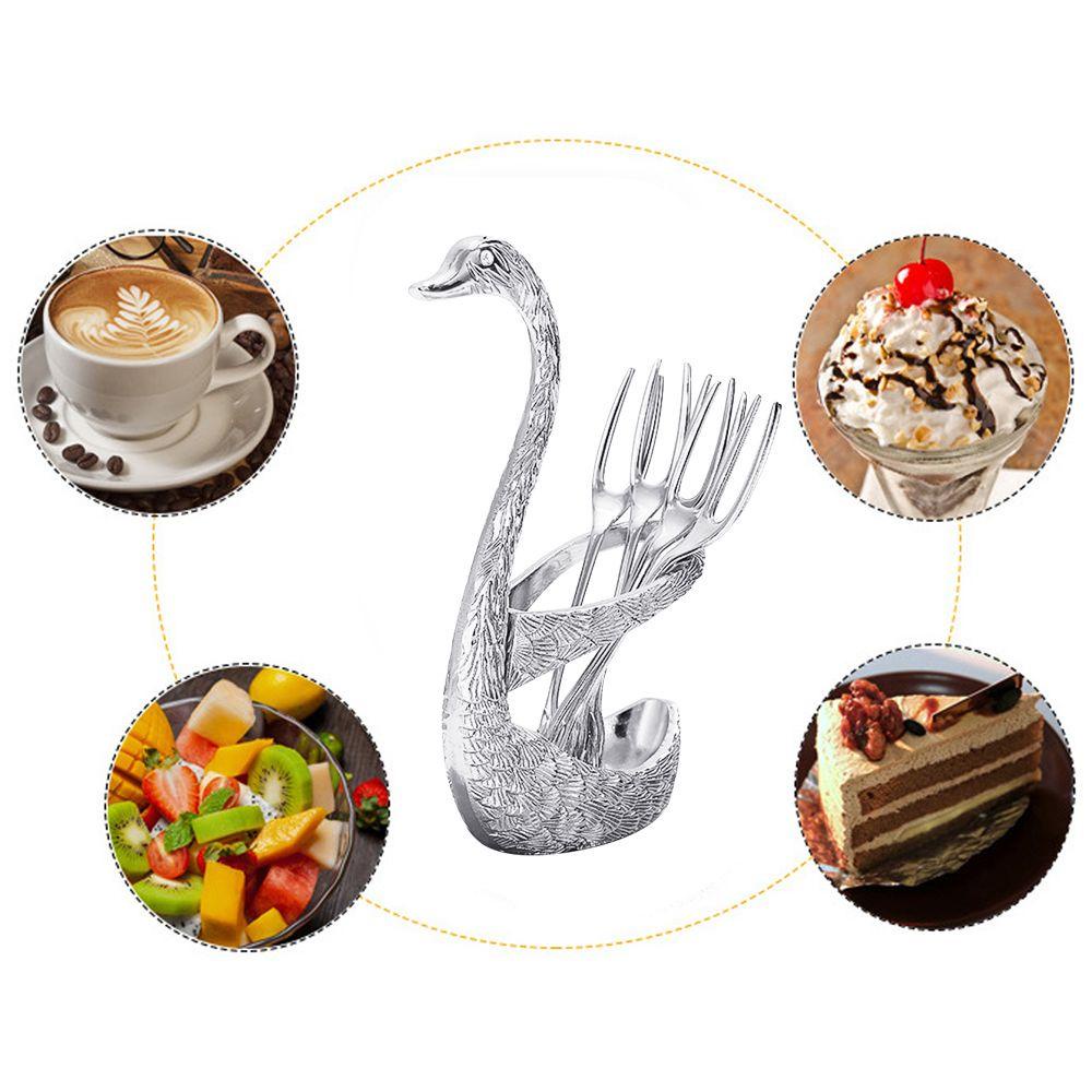 Solighter Swan Tempat Sendok Garpu Cygnus Peralatan Kopi Pesta Pernikahan Stainless Steel Peralatan Makan Set