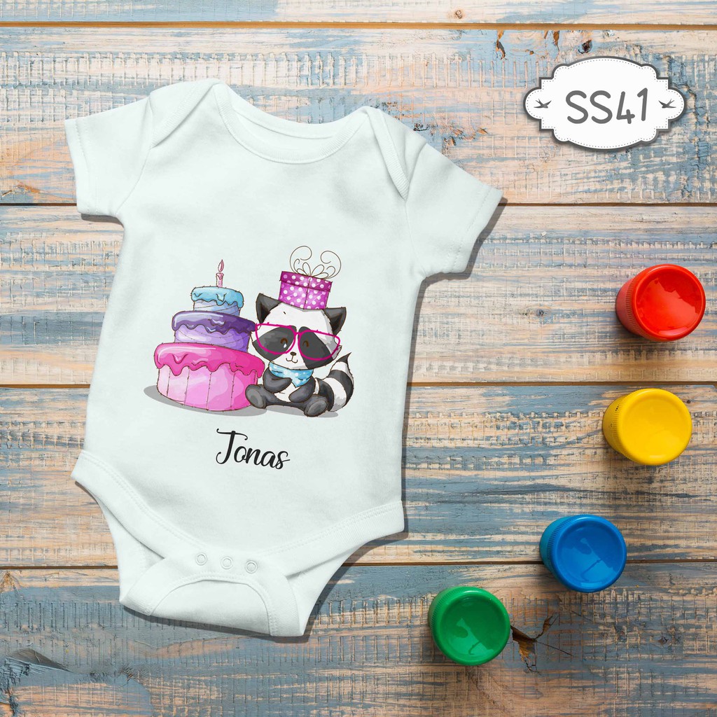 Jumper Baby Girl boy newborn Funny Cat Birthday Cute Animal Series Custom name nama bebas