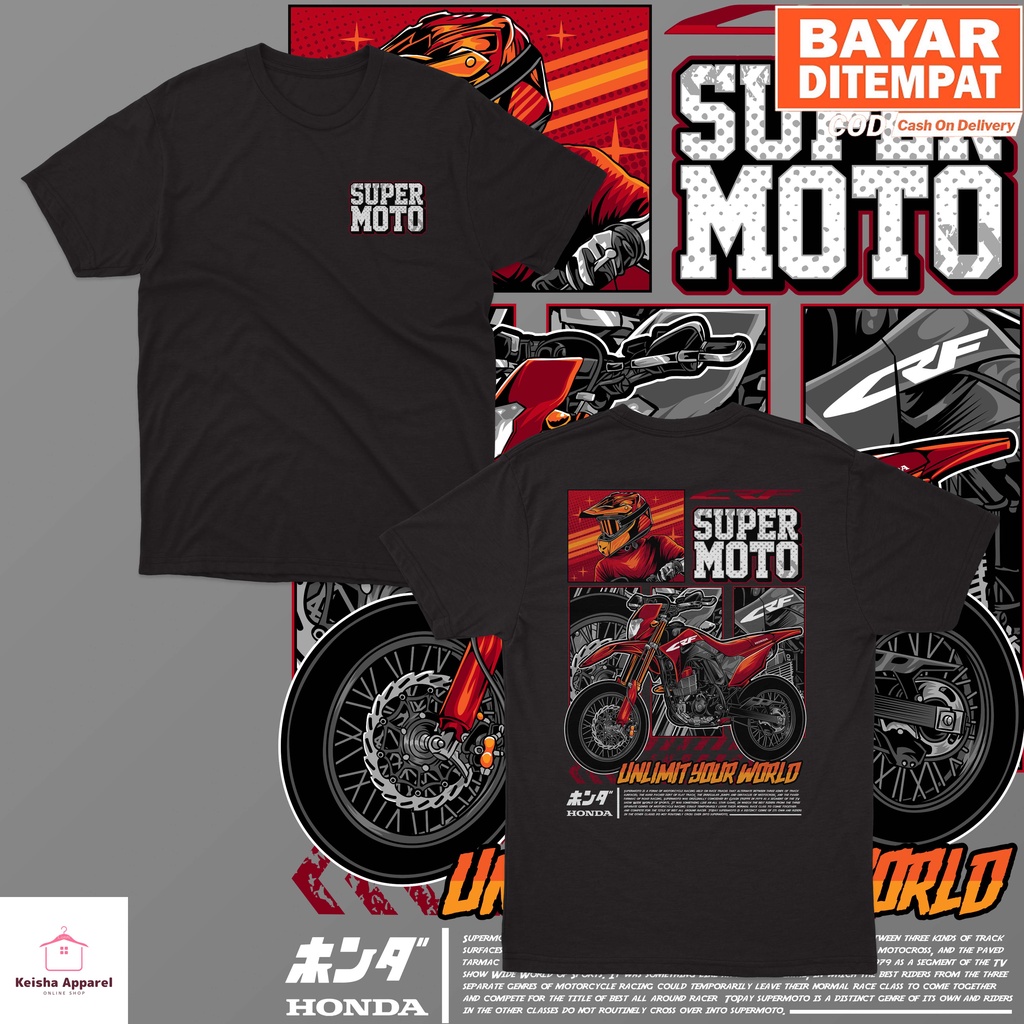 KAOS BAJU HONDA CRF 150L SUPERMOTO RED EDITION KAOS CRF150L UNISEX