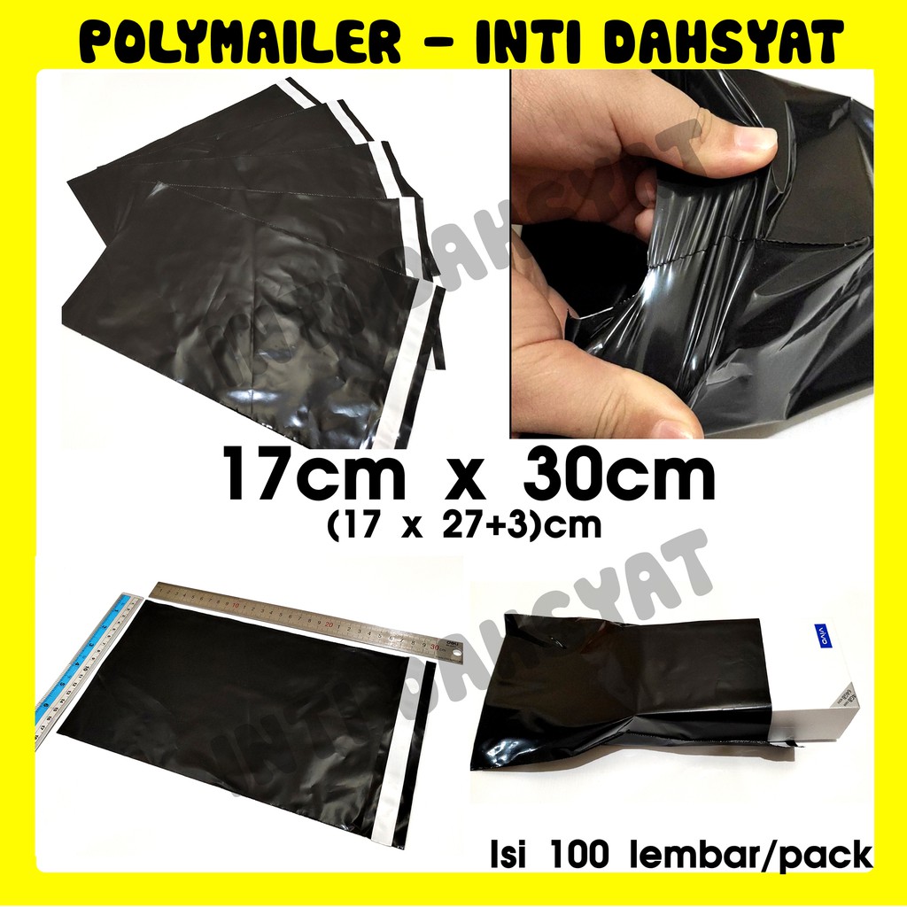 Jual Polymailer Hitam Glossy 17x30 Isi 100lembar Plastik Amplop Poly Mailer Kemasan Produk 2538