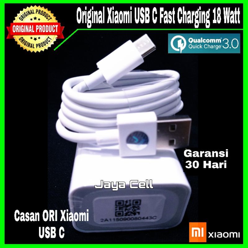 Charger Casan Xiaomi Type C (18 Watt) Original 100% Casan Ori Xiaomi