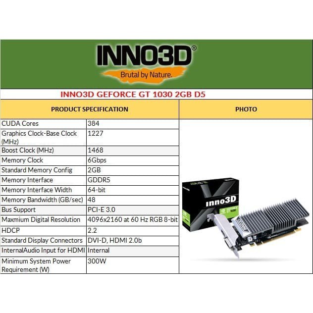 VGA INNO3D GEFORCE GT 1030 2GB D5