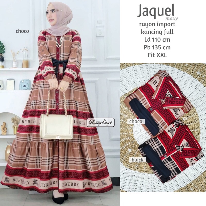 JAQUEL DRESS RAYON MOTIF BURBERRY ORI BERLABEL