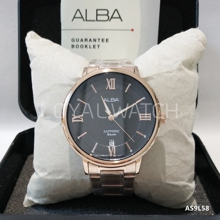 Jam Tangan Alba Pria AS9L58 RoseGold Hitam Original Garansi Resmi