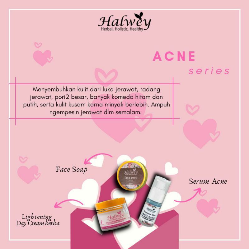 Paket hemat anti-acne dari skincare halwey herbal aman dan halal
