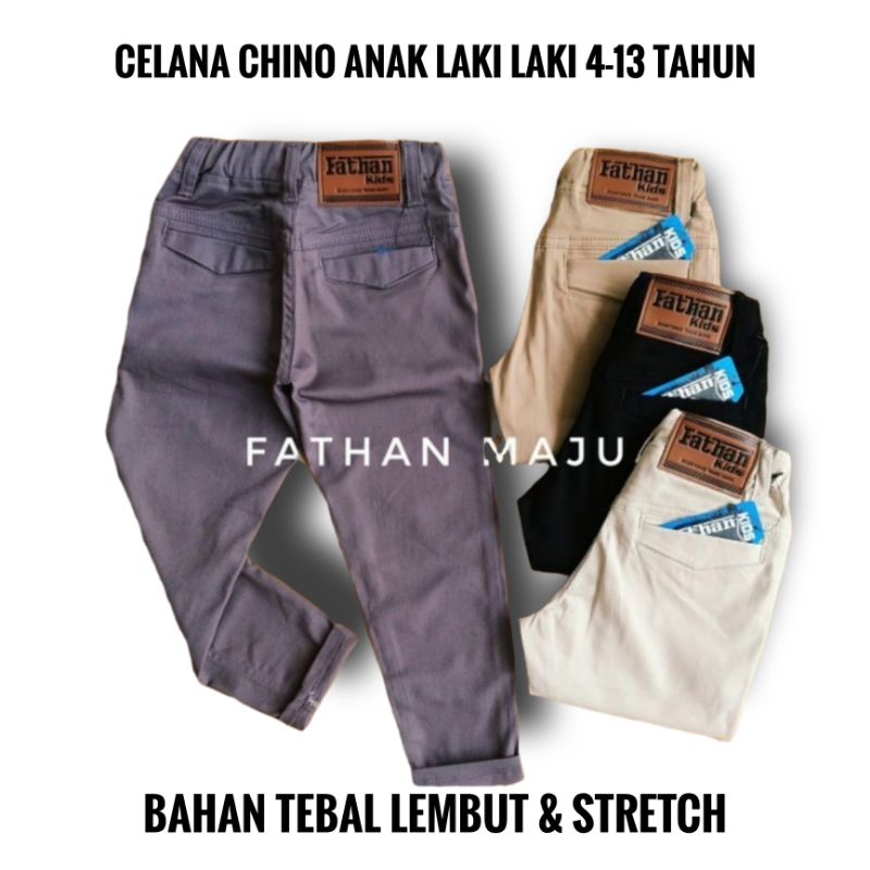 Celana Chinos Panjang Anak laki laki 4-13 tahun Bahan Katun Kampas Terlaris Termurah Terbaru