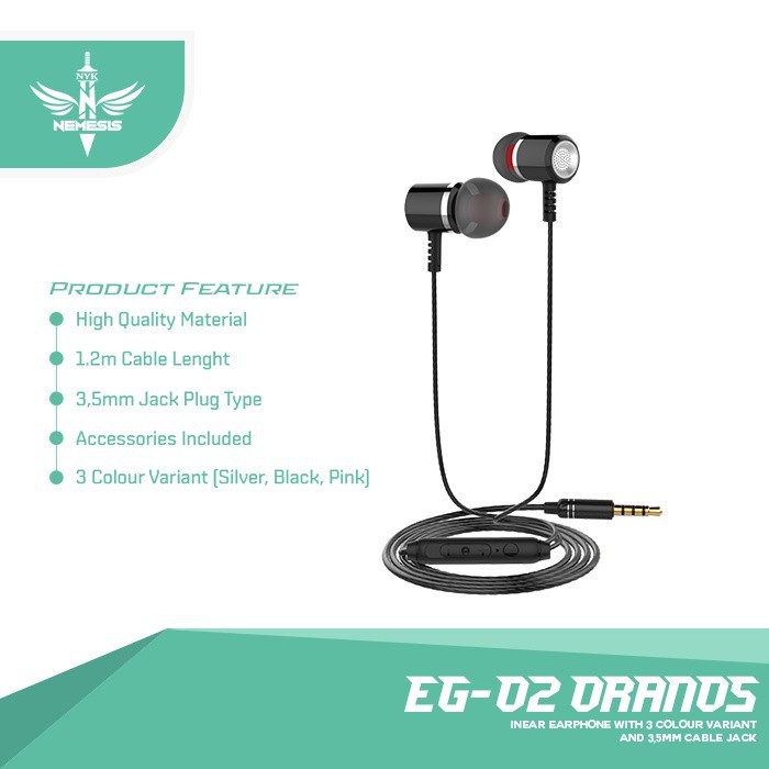 Earphone gaming NYK EG-02 ORANOS  bonus pouch suara ngglegar