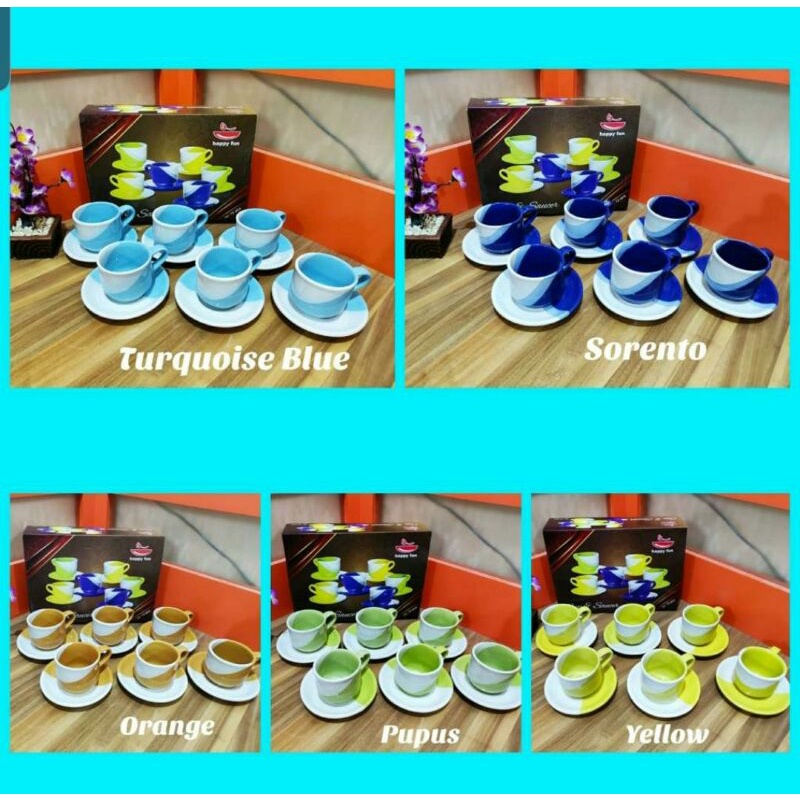 CANGKIR KOPI CUP &  SAUCER HAPPY FUN