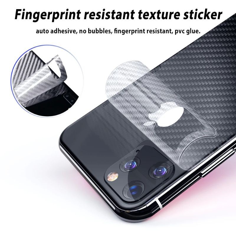 Back Skin Carbon 3D iPhone Ip 11 / 11 Pro Garskin Karbon Fiber Sticker Anti Gores Belakang Premium