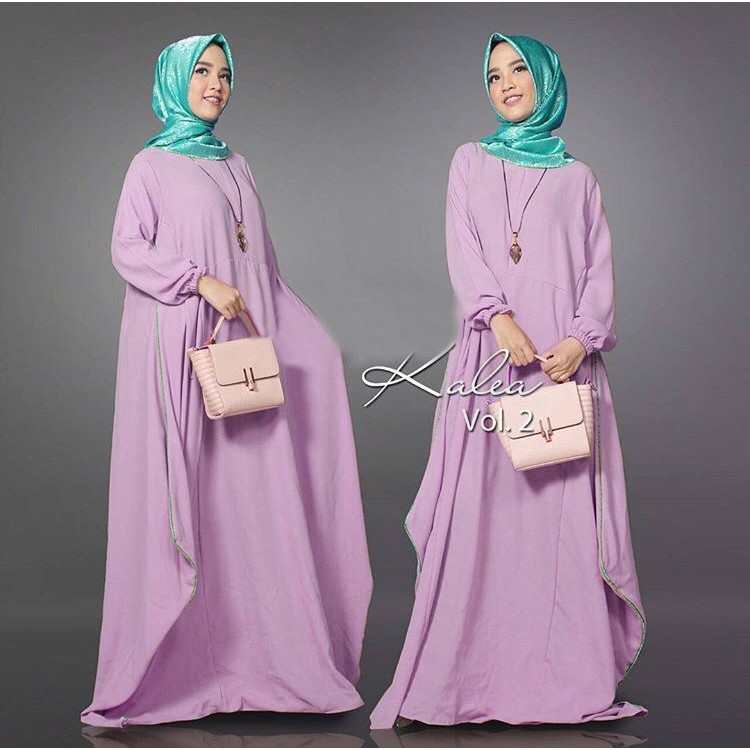Baju dress Kalea lilac GZ gamis wanita wolly crepe lilac murah