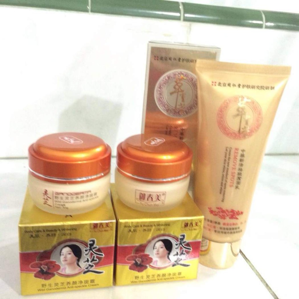 Yu Chun Mei Cordyceps Ganoderma Gold 1 paket Krim Siang Malam dan Sabun Yuchunmei Gold Ginseng