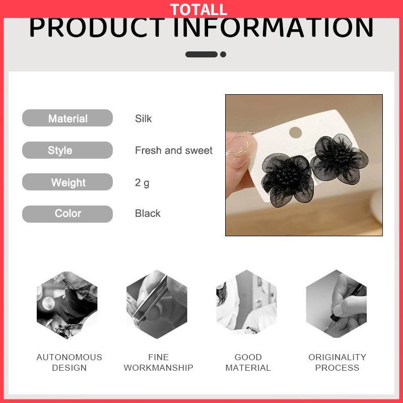 COD Musim Gugur Musim Dingin Hitam Kasa Anting Bunga Trendi Temperamen Anting-Anting Wanita-Totall