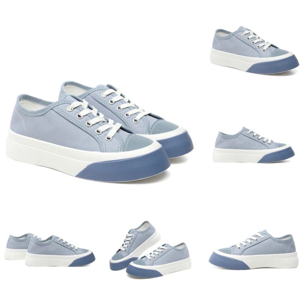 ✌️ Veshop ✌️ S006 Sepatu Old School Premium Sneakers Wanita Korea Import Fashion Sport Olah Raga Jogging Gym-Biru