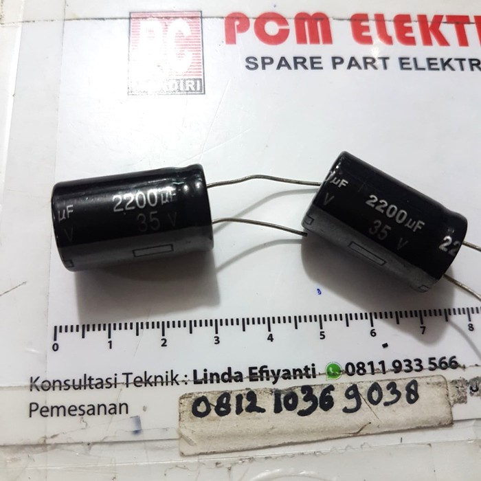 New Capasitor Kapasitor Elco Panasonic hitam 2200uf 35v 2200 mikro 35 volt