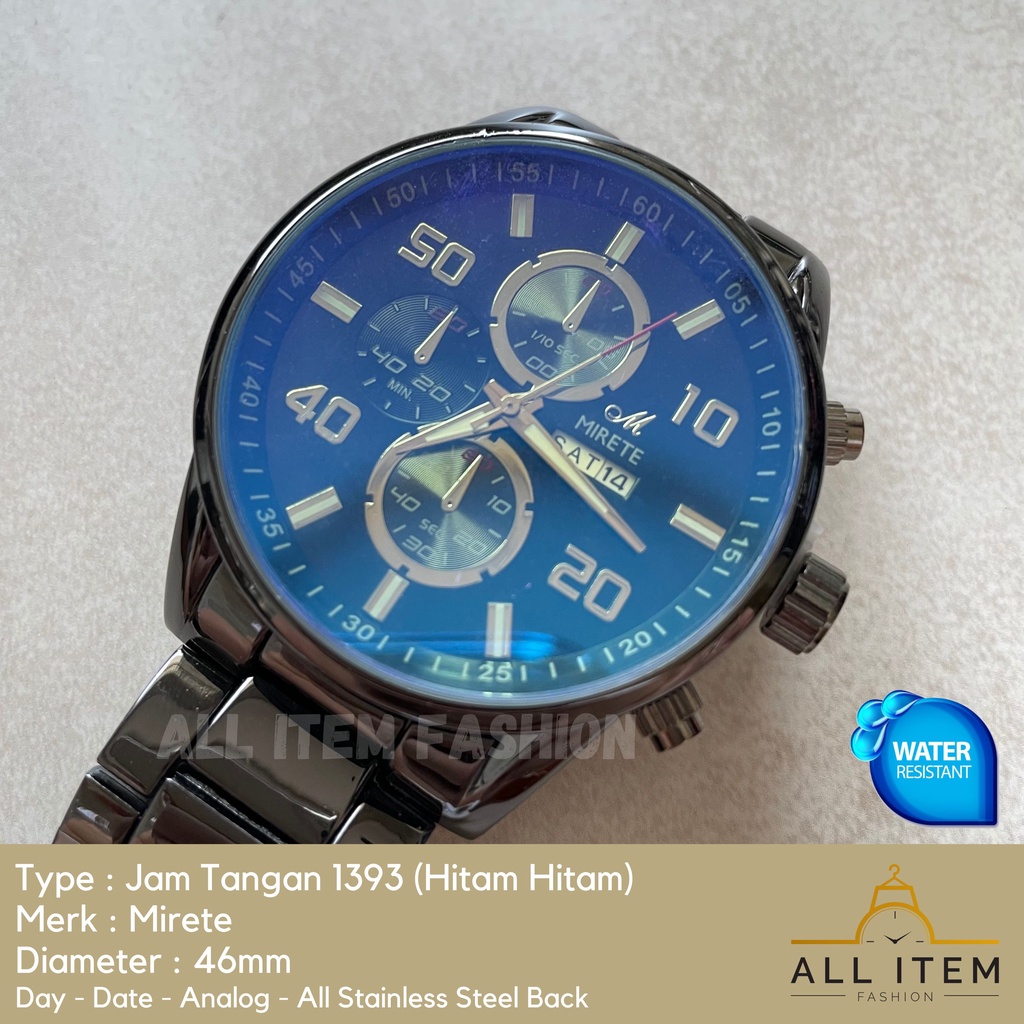 COD✅ Jam Tangan Rantai Pria Mirete Analog 1393 / Arloji / Watch / Tahan Air / Stainless Steel / Jam Tangan Laki Model Mewah