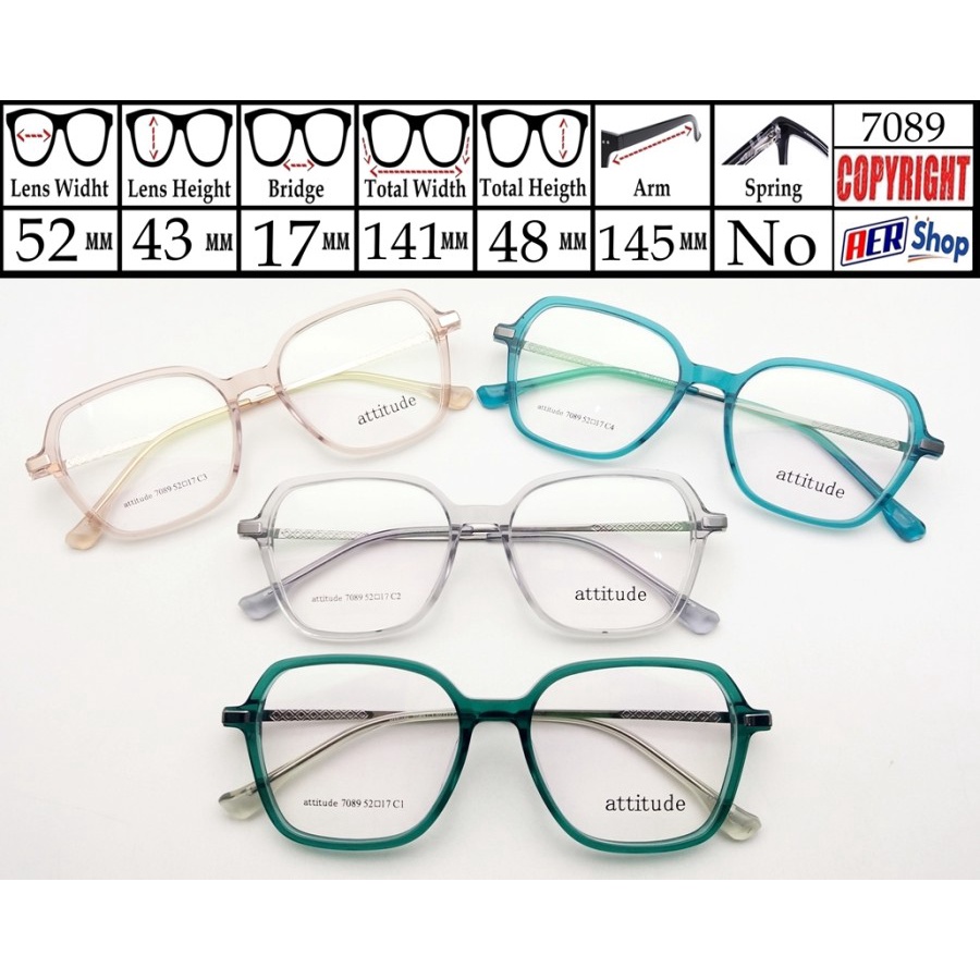 7089. Frame original ATTITUDE MILENIAL frame kacamata minus new transparant