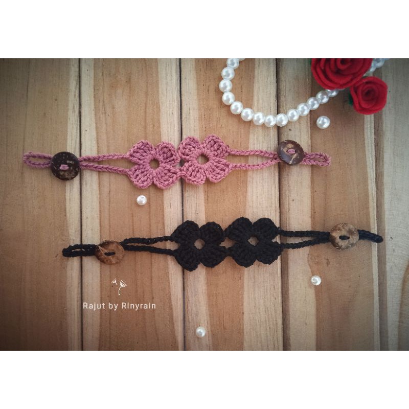 Konektor Rajut// Strap Masker Rajut bunga