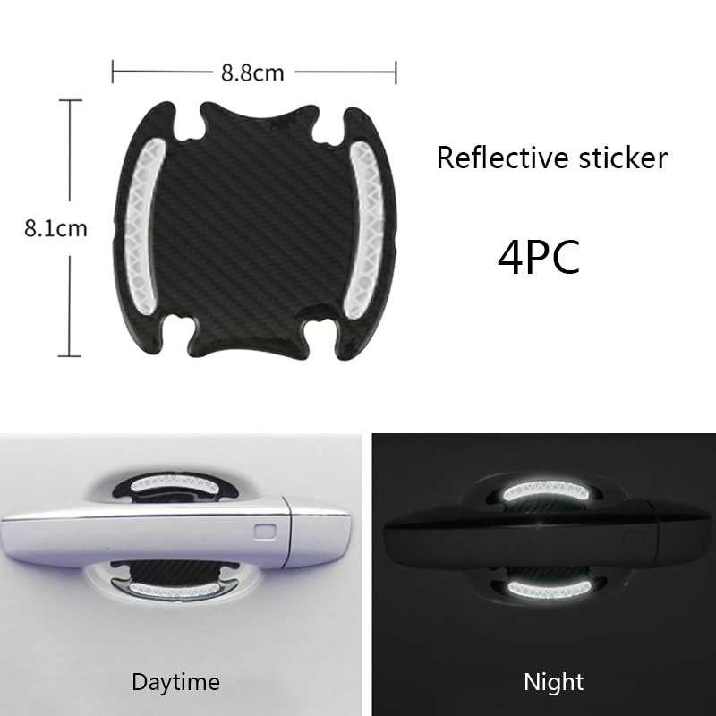 Seametal Reflective Sticker Gagang Pintu Mobil Carbon Fiber 4PCS 1185-Putih