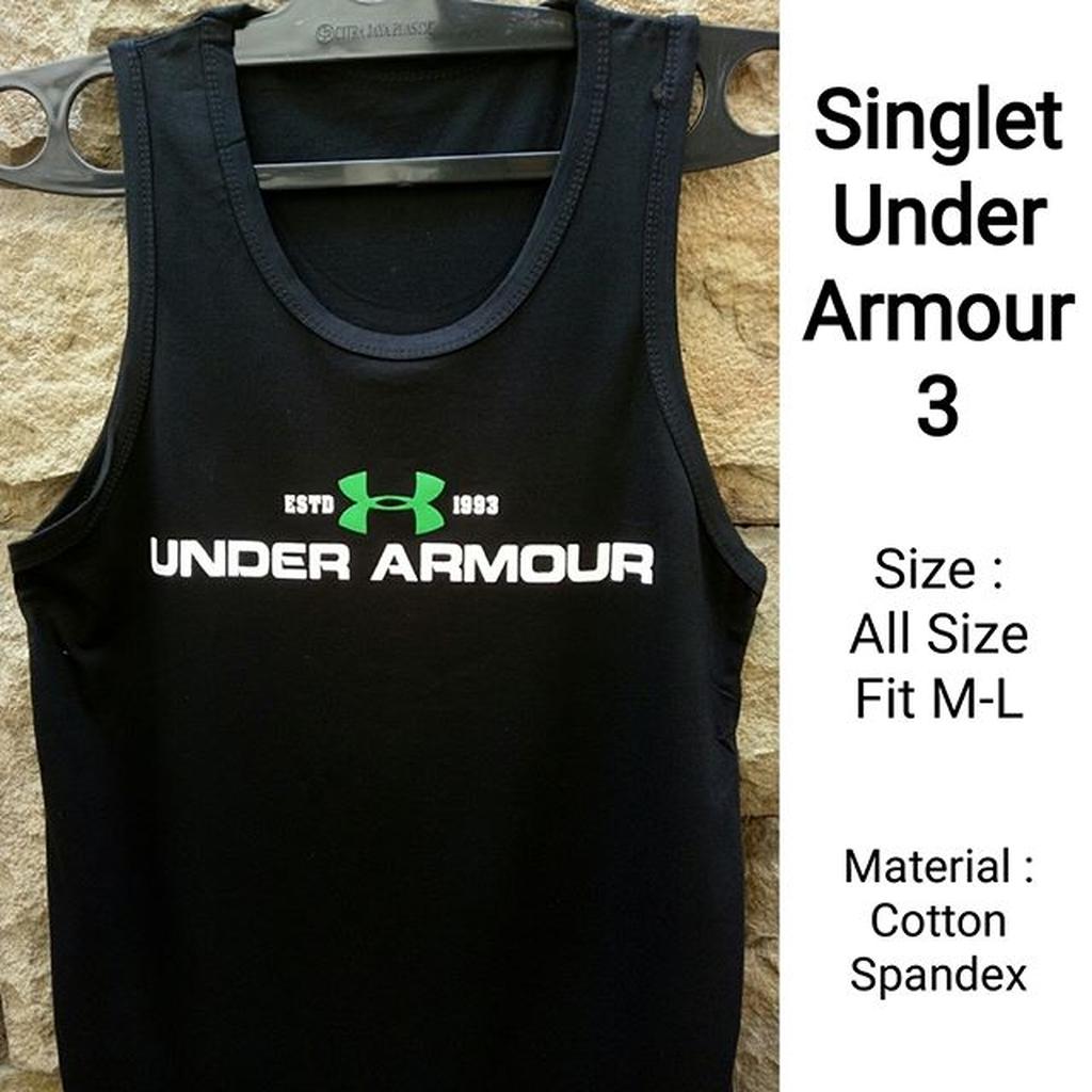 Kaos Singlet Under Armour 3 Baju Gym Fitness Slimfit Pakaian Pria Cowok Cowo Sixpack Keren