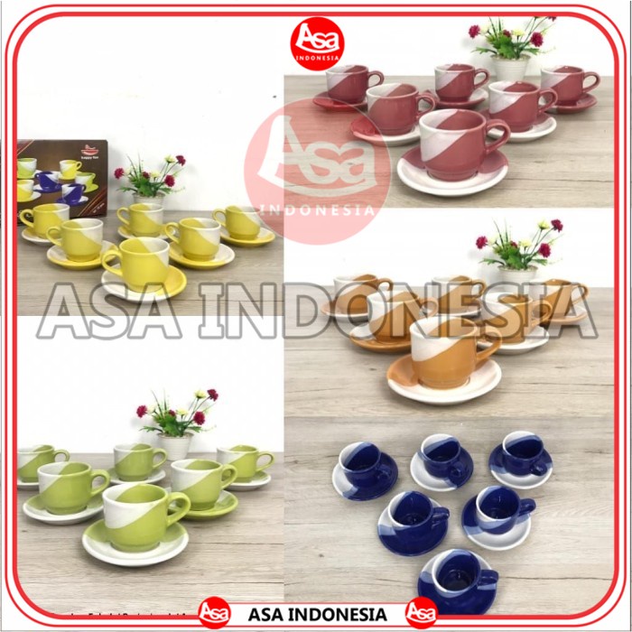 Cangkir Cup & Saucer Gradasi 12 Pcs Happy Fun ASA Indonesia