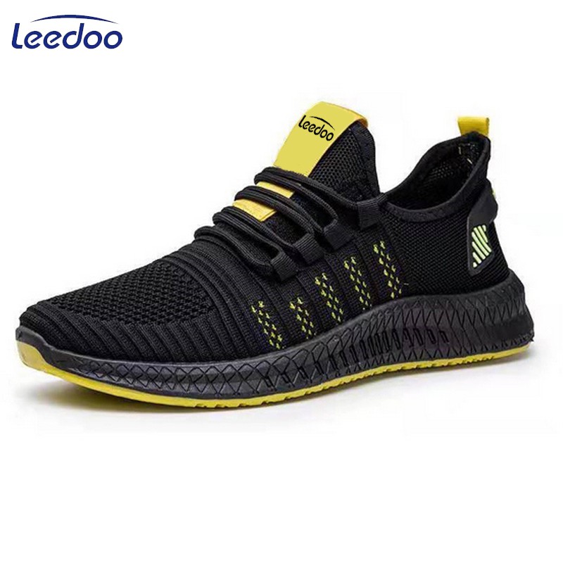 Leedoo Sepatu Pria Casual Sneaker Running Sport Shoes MR112-Hitam Kuning