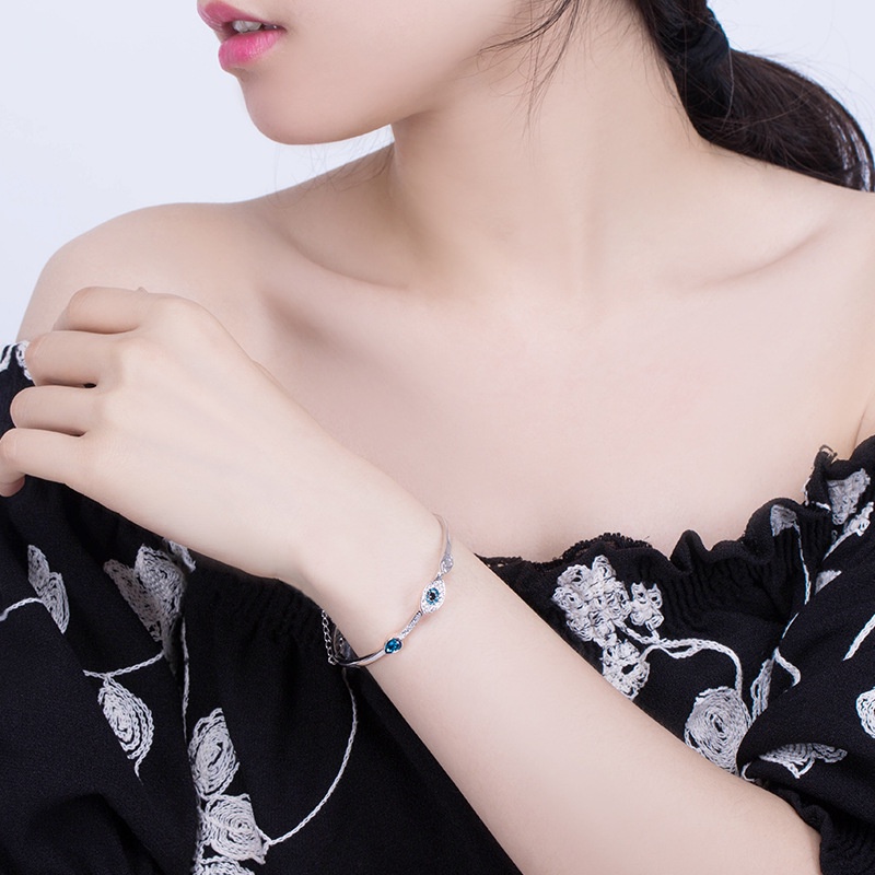 Gadis gelang wanita mata setan mikro bertatahkan mata biru gelang mawar emas Mata Sihir fashion gela