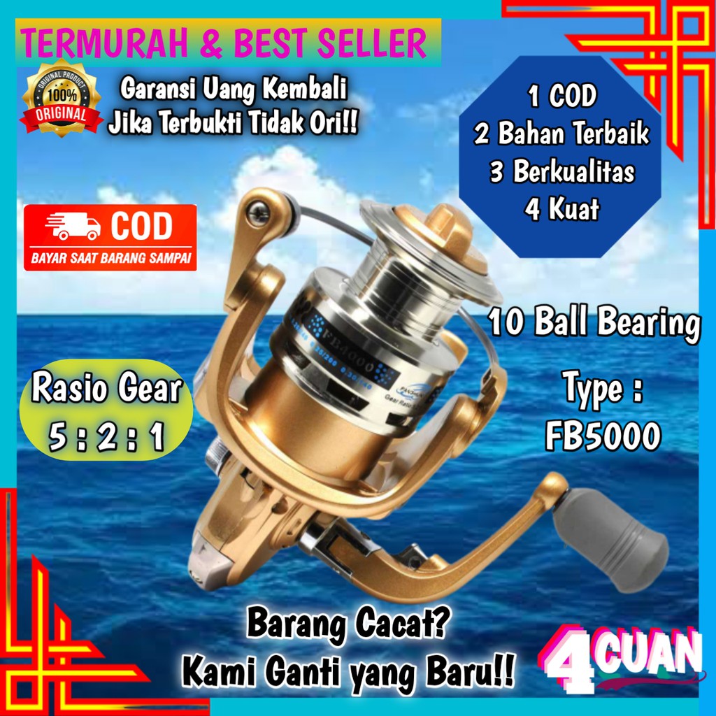 [COD] Spinning Reel Gulungan RILL RIL RIIL Kerekan Katrol Pancing FB5000 5.2:1 10 Ball Bearing ORI