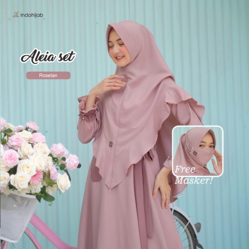 Aleia Set Khimar FREE Masker Bahan Moscrepe By INDOHIJAB