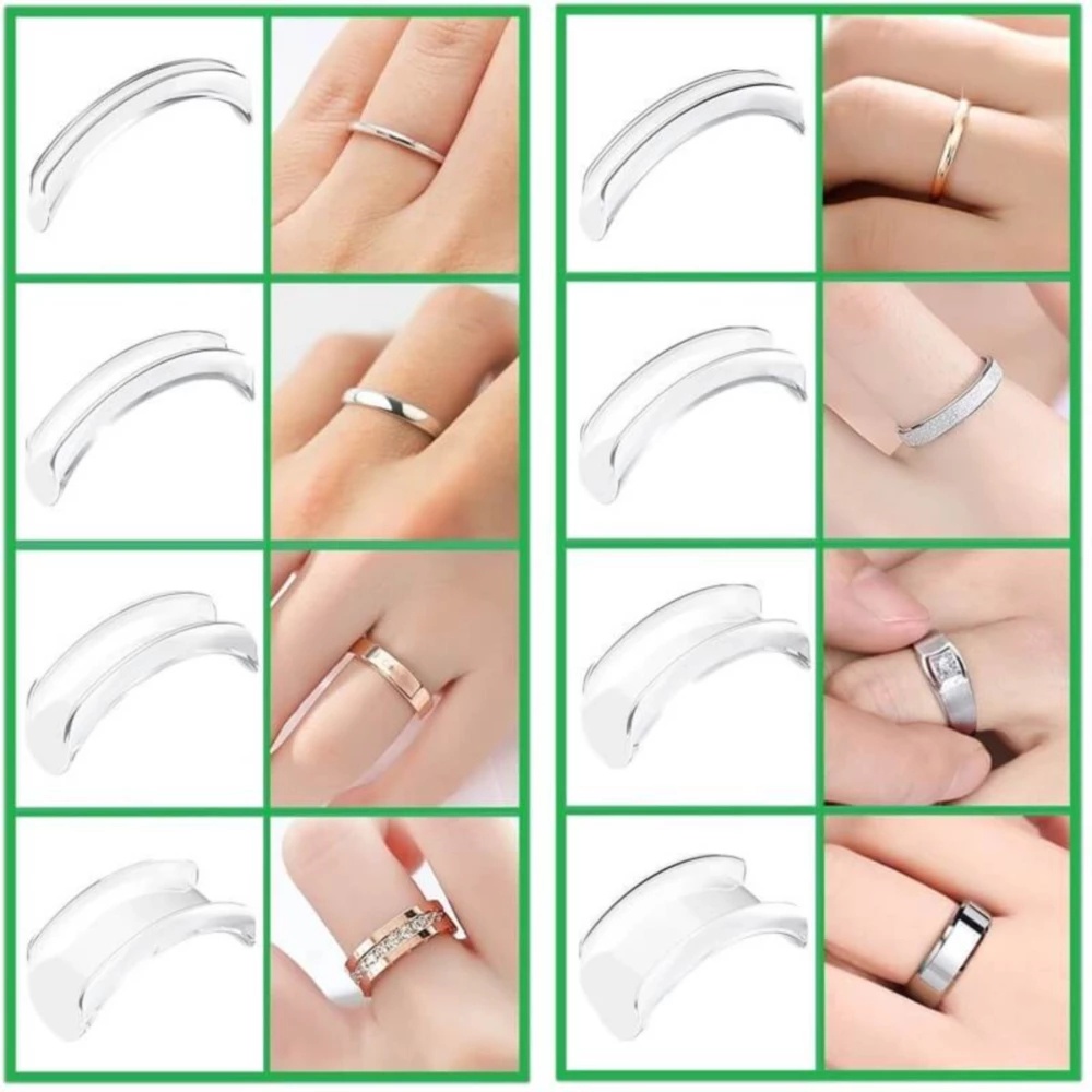 12 Pcs / Set Alat Pengatur Ukuran Cincin Bahan Plastik Transparan Anti slip Dapat Disesuaikan