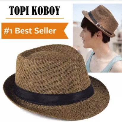 Topi Koboy Laken Pria Dewasa Unisex Fedora Koboy Tompi Vintage Cowboy Cap Coboy Jazz Terbaru dan Terlaris