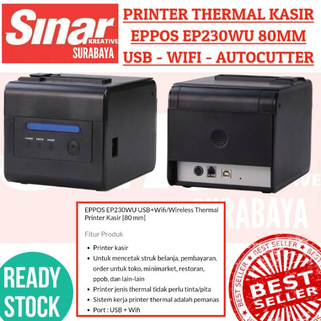 printer thermal kasir ep230wu 80mm eppos usb   wifi wireless  autocutter 