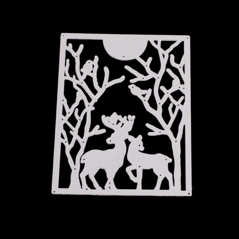 Cetakan Stensil Cutting Dies Motif Rusa Natal Bahan Metal Untuk Scrapbook / Craft Diy