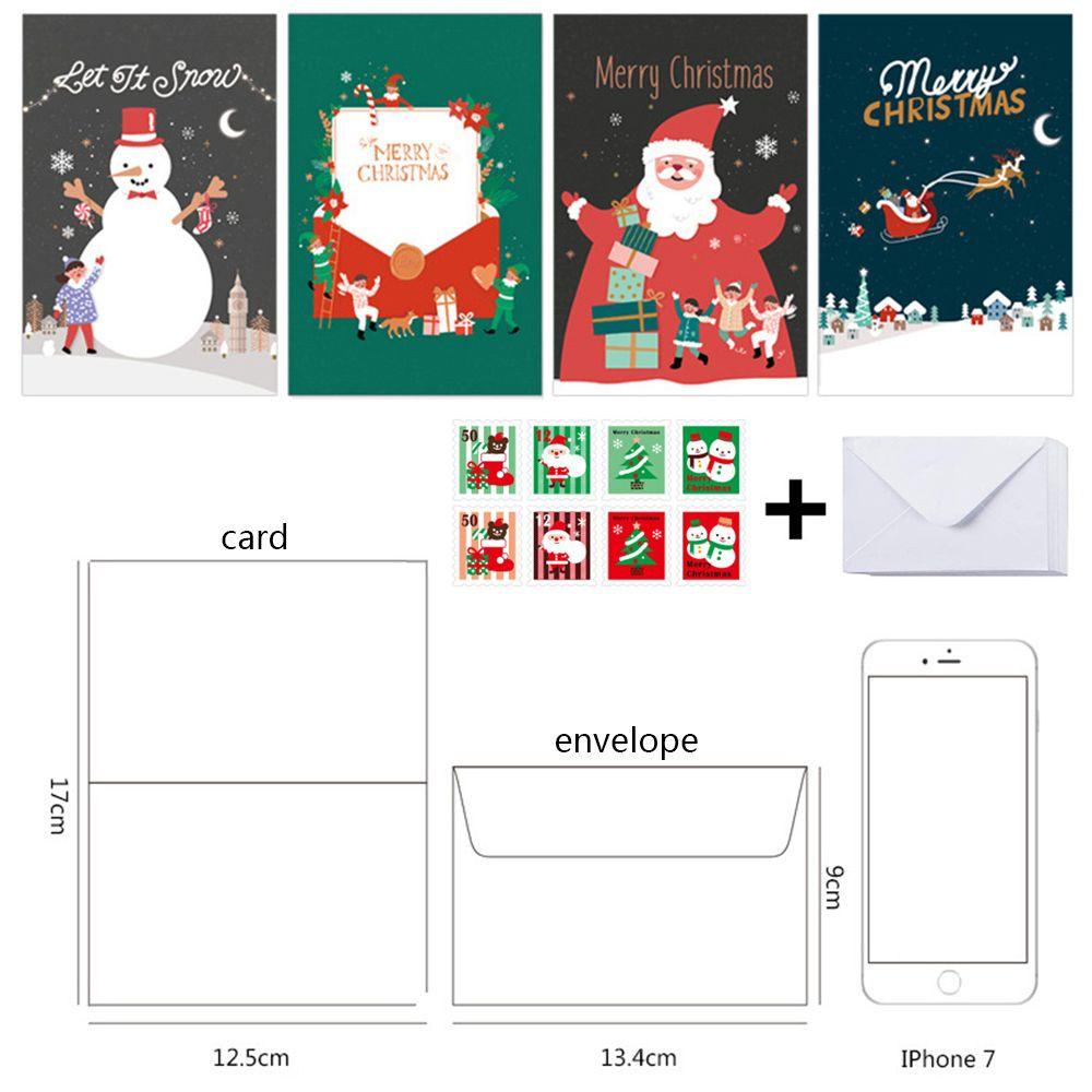 R-flower 8pcs/set Kartu Ucapan Natal Tahan Lama Happy New Year Warna Cerah Xmas Supplies