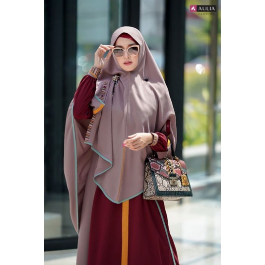 Gamis syar'i wanita modern Aulia Fashion CLARISHA Dark Maroon Khaky