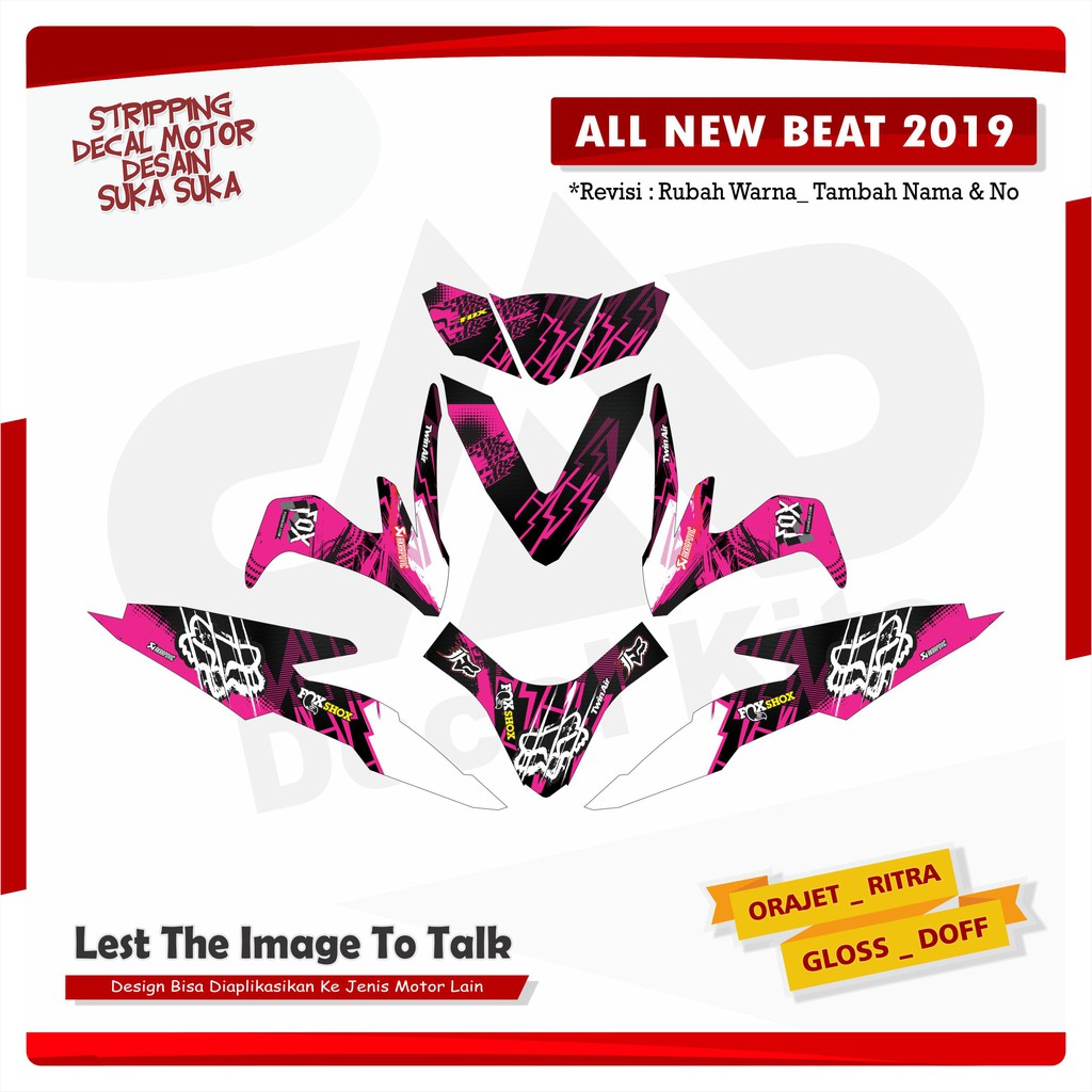 Decal Sticker Honda Beat Striping Stiker Beat Esp-Street Full Body foxs pink Full Body