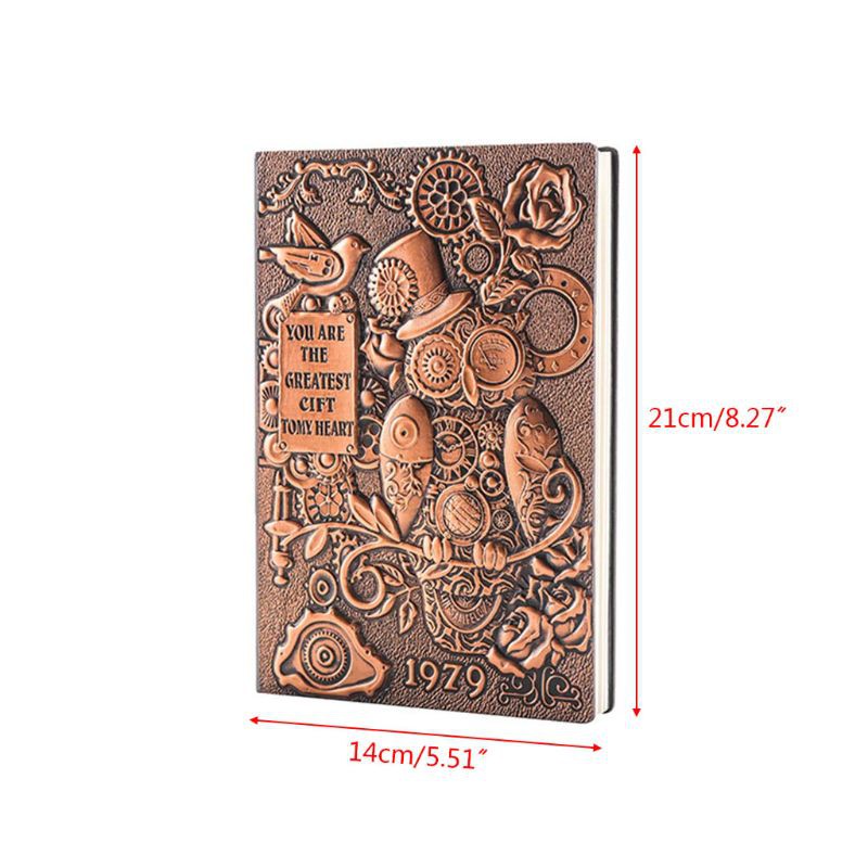 

Ongkir Gratis ya Creative Mechanical Owl Embossed A5 Leather Notebook Journal Notepad Travel Diary