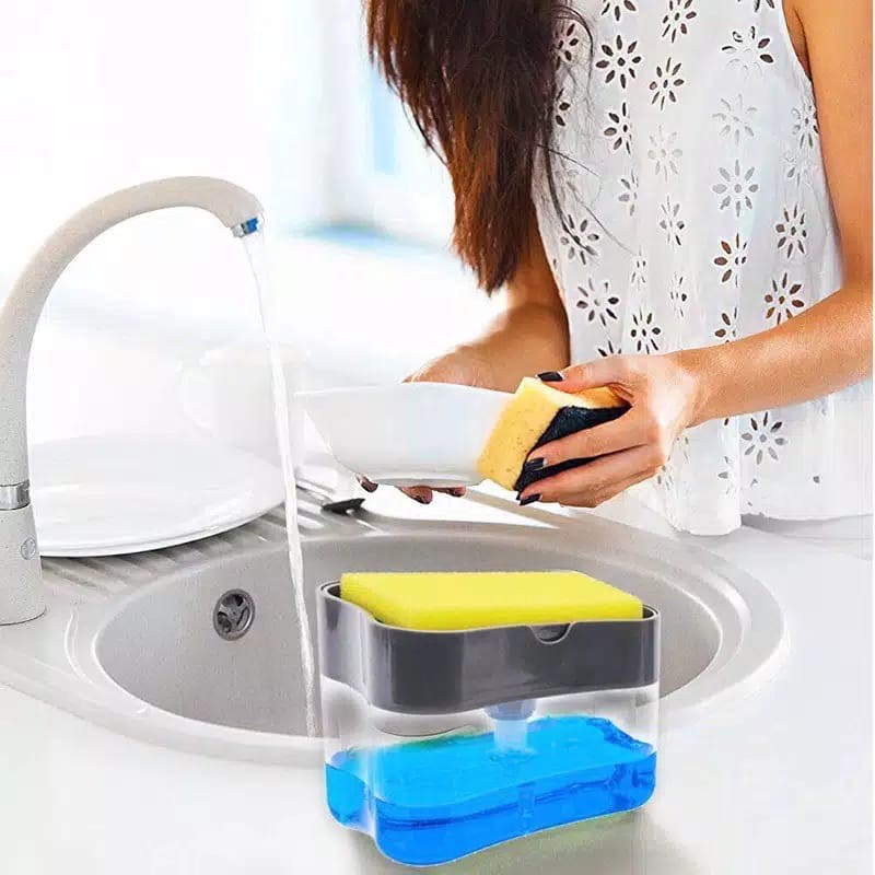 Soap pump dispenser sabun dapur spons 2in1 free sponge