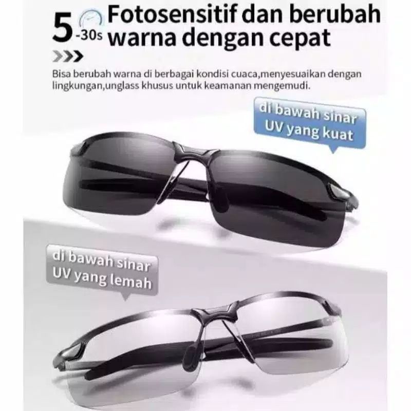 (KM29) Kacamata Photocromic Polarized Kacamata Mengemudi  Berubah Warna Ketika Kena Panas Matahari