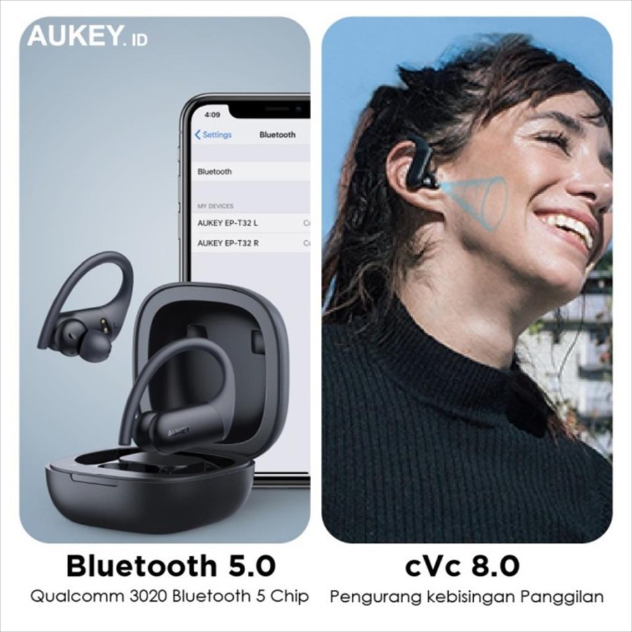 Aukey Headset / TWS Aukey EP-T32 Wireless Charging Earbuds 12mm Drivers IPX8