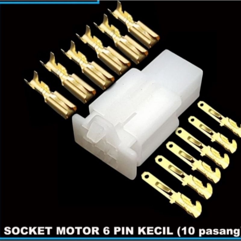 Socket 6 pin kecil + 10 pasang / socket motor / konektor motor