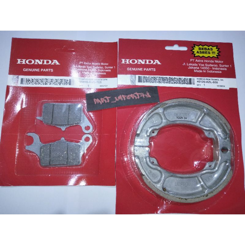 Kampas rem KZL/KVB Kampas rem depan belakang Beat fi beat esp beat street beat pop ori
