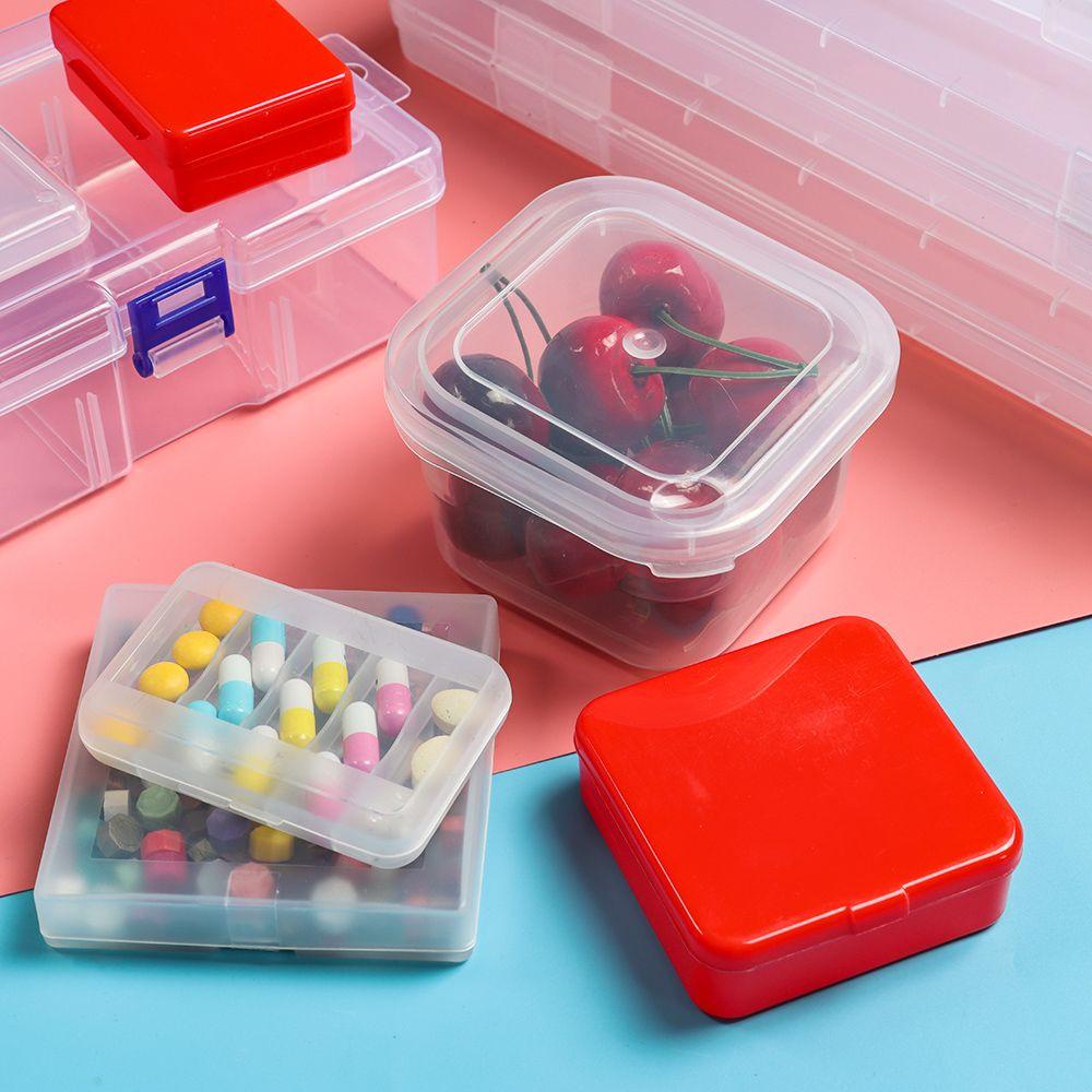 Solighter Storage Box Persegi Bening Rumah Organisasi Plastik Pill Storage Supply