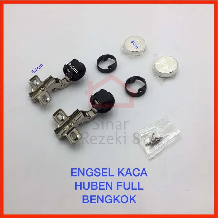 Engsel Sendok Kaca HUBEN Bulat / Pintu Lemari Kaca 26 mm (Lurus / Full BENGKOK) [PIECE]