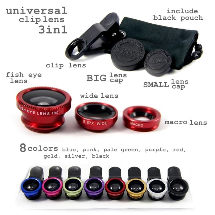 Fisheye 3in1 Universal 3 Lensa Fisheye Wide Macro