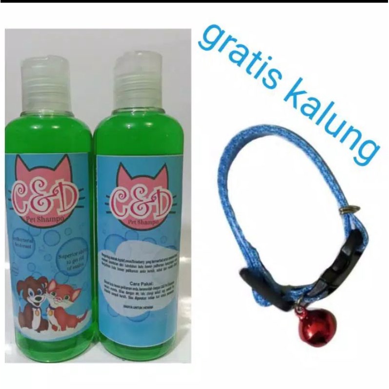 Shampo kucing c&amp;d 250 ml+kalung kucing