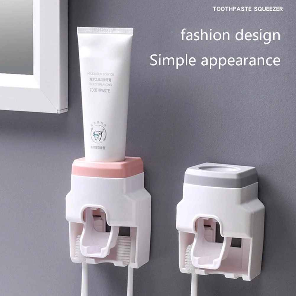 Creative Wall-mounted Home Automatic Toothpaste Dispenser+2pcs Toothbrush Holder / Bathroom Lazy Toothpaste Squeezers Device