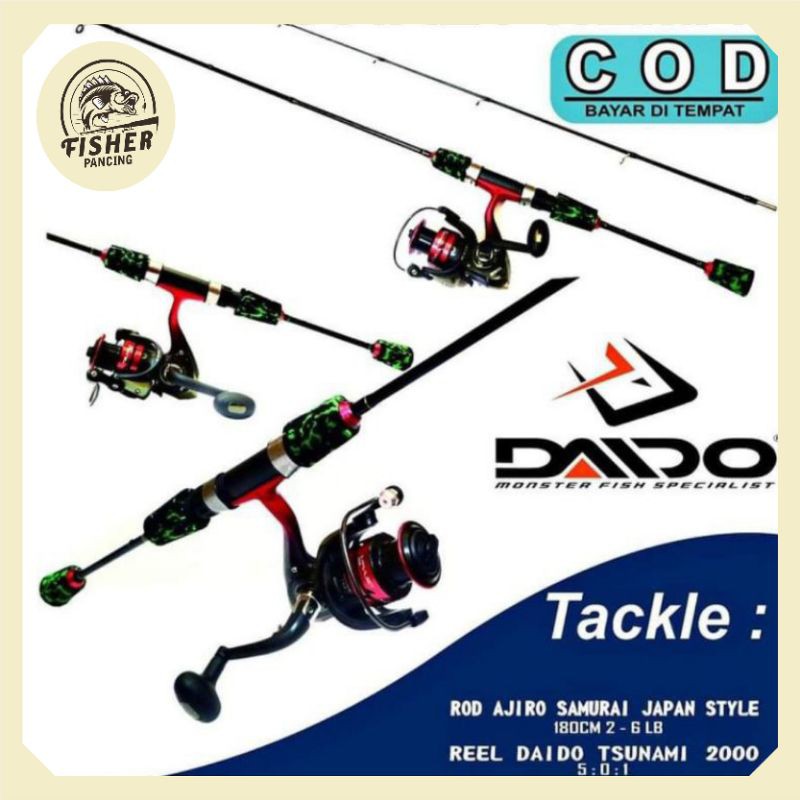 Paket Pancing Joran Pegasus UL Fiber 180cm SET dan Reel Daido 2000